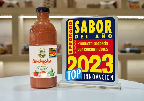 El gazpacho fresco de Caña Nature obtiene el sello sabor del año top innovación 2023
